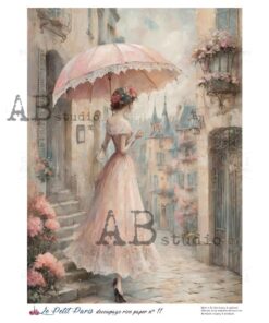 Hârtie de orez - Lady in Paris - A4