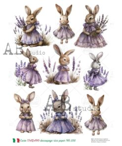 Hârtie de orez - Lavender Bunny 2 - A4