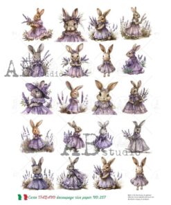 Hârtie de orez - Lavender Bunny - A4