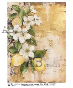 Hârtie de orez - Lemon Flowers Branch - A4