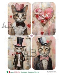 Hârtie de orez - Love & Cats 2 - A4