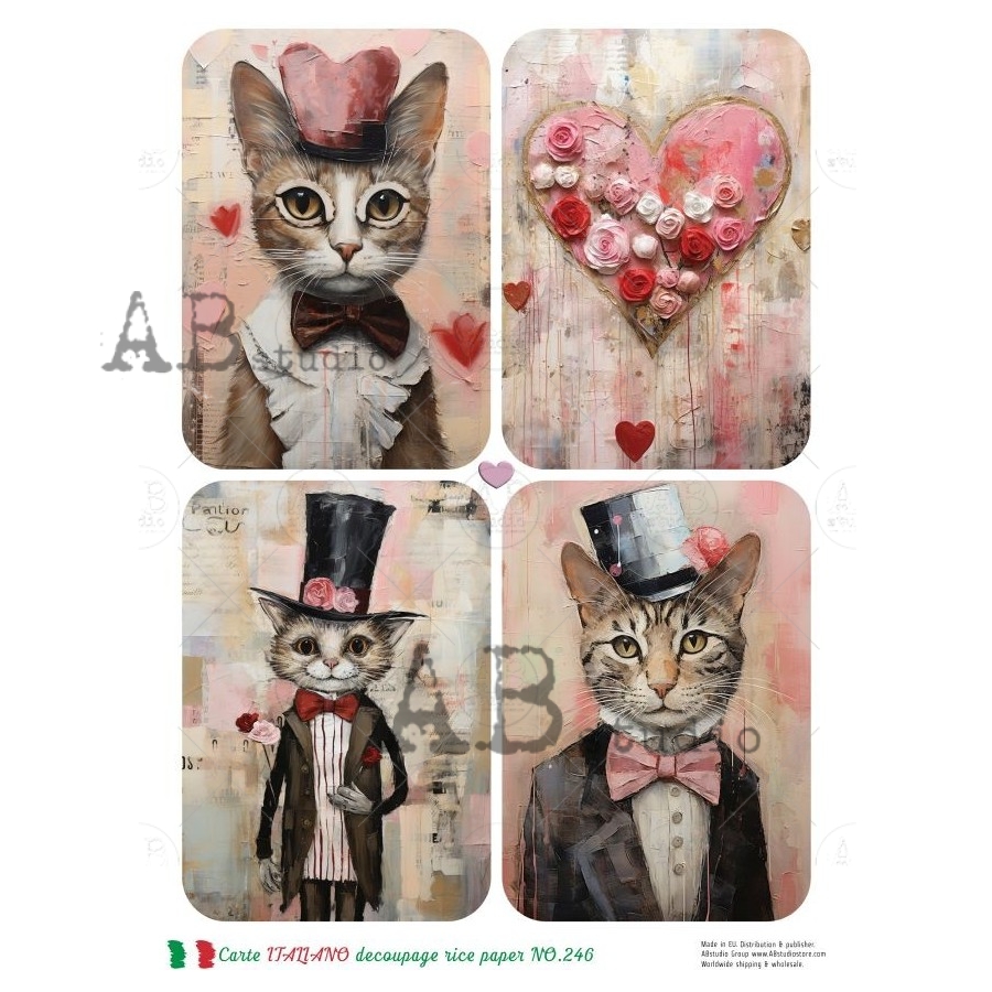 Hârtie de orez - Love & Cats 2 - A4 1 Hârtie de orez - Love & Cats 2 - A4