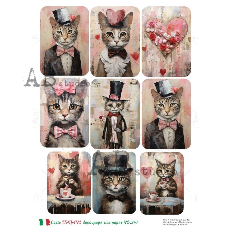 Hârtie de orez - Love & Cats - A4 1 Hârtie de orez - Love & Cats - A4