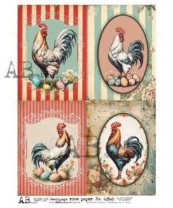 Hârtie de orez - Medallion with Rooster - A4