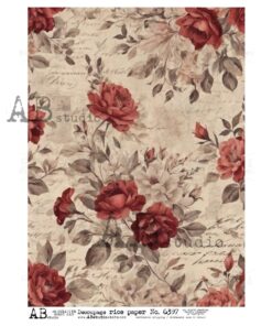 Hârtie de orez - Red Roses Wallpaper - A4