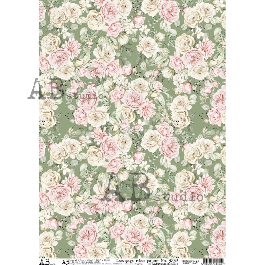 Hârtie de orez - Roses Wallpaper - A3 1 Hârtie de orez - Roses Wallpaper - A3