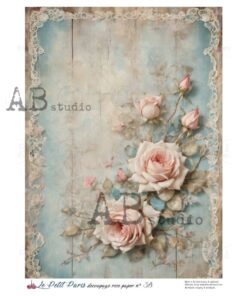 Hârtie de orez - Roses in Frame - A4
