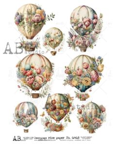 Hârtie de orez – Floral Air Ballon - A4