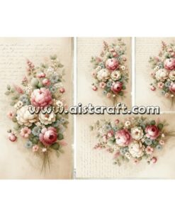 Hârtie de orez - Vintage Flowers - A4
