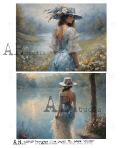 Hârtie de orez - Lady in Blue 2 - A4