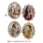 Hârtie de orez - Medallions with Ladies - A4