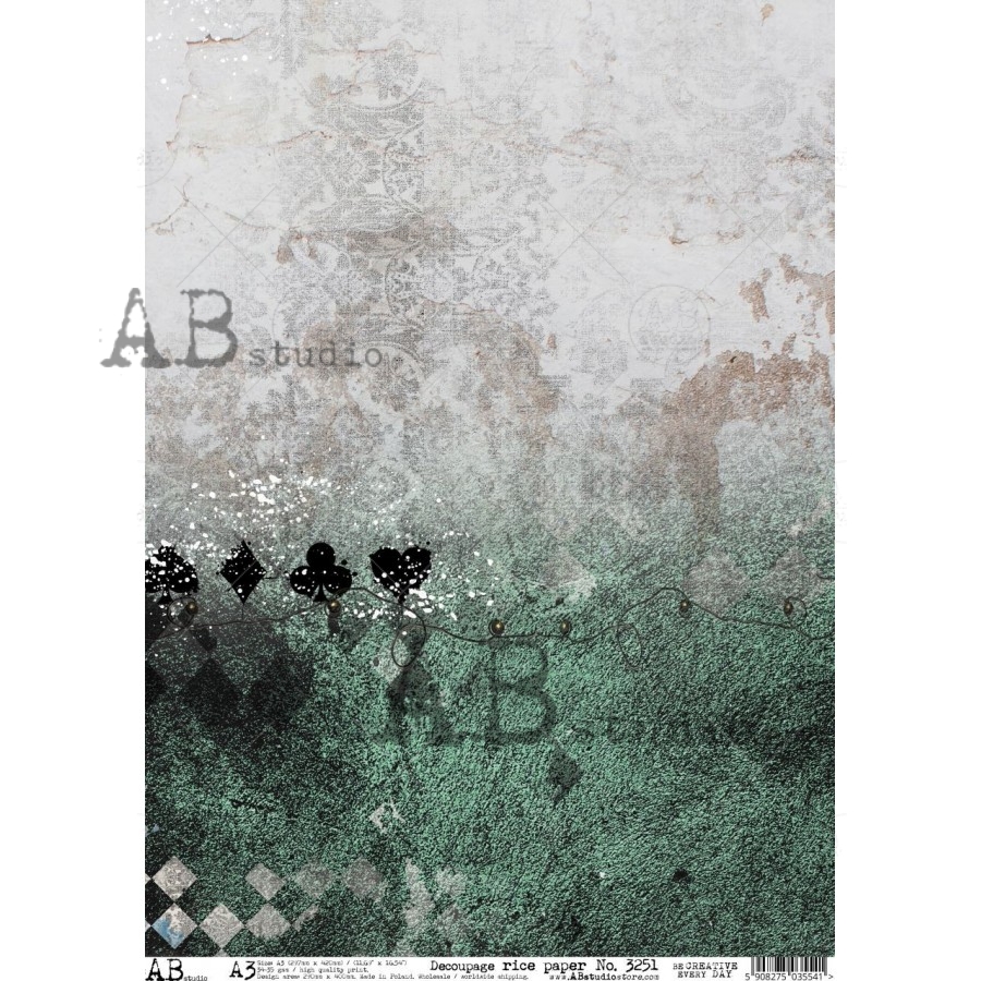 Hârtie de orez – Green Ornamental – A3 1 Hârtie de orez – Green Ornamental – A3
