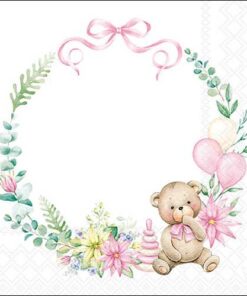 Șervețel - Baby Teddy Bear pink - 33x33 cm