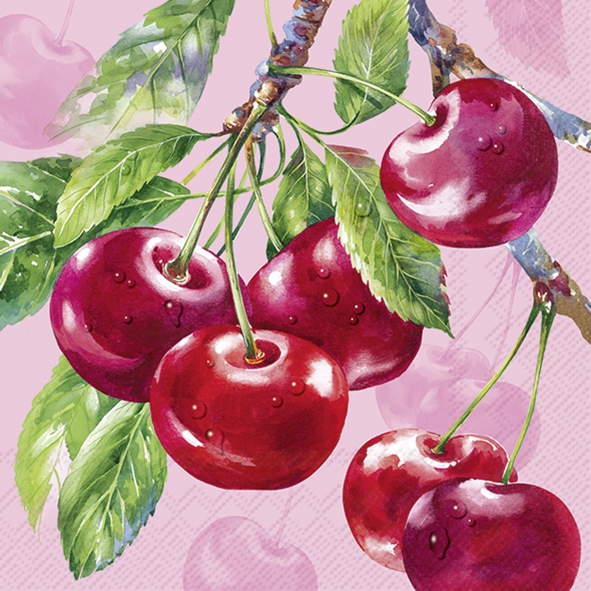 Șervețel - Cherry Fruits - 33x33 cm 1 Șervețel - Cherry Fruits - 33x33 cm