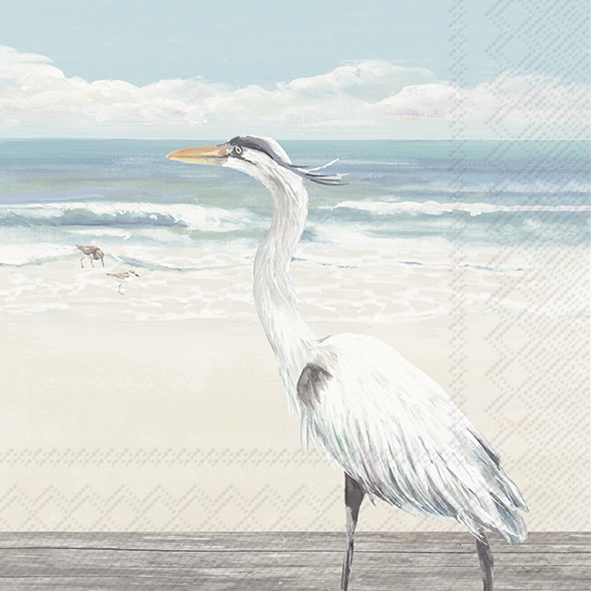 Șervețel - Egret on the Beach - 25x25 cm 1 Șervețel - Egret on the Beach - 25x25 cm