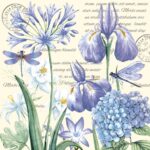 Șervețel - Irises, Hydrangea and Dragonflies - 25x25 cm