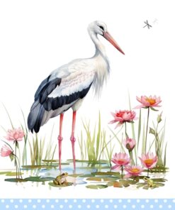 Șervețel – Stork & Frogs bleu – 33×33 cm