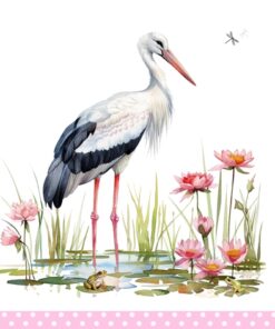Șervețel – Stork & Frogs rose – 33×33 cm