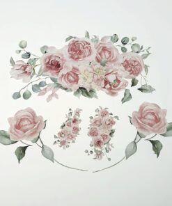 Decoupage flakes - Pink Flowers - 5 buc