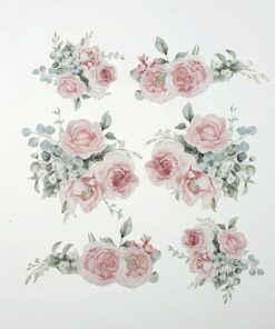 Decoupage flakes - Pink Flowers - 6 buc