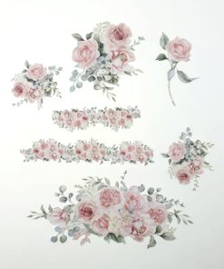 Decoupage flakes - Pink Flowers - 7 buc
