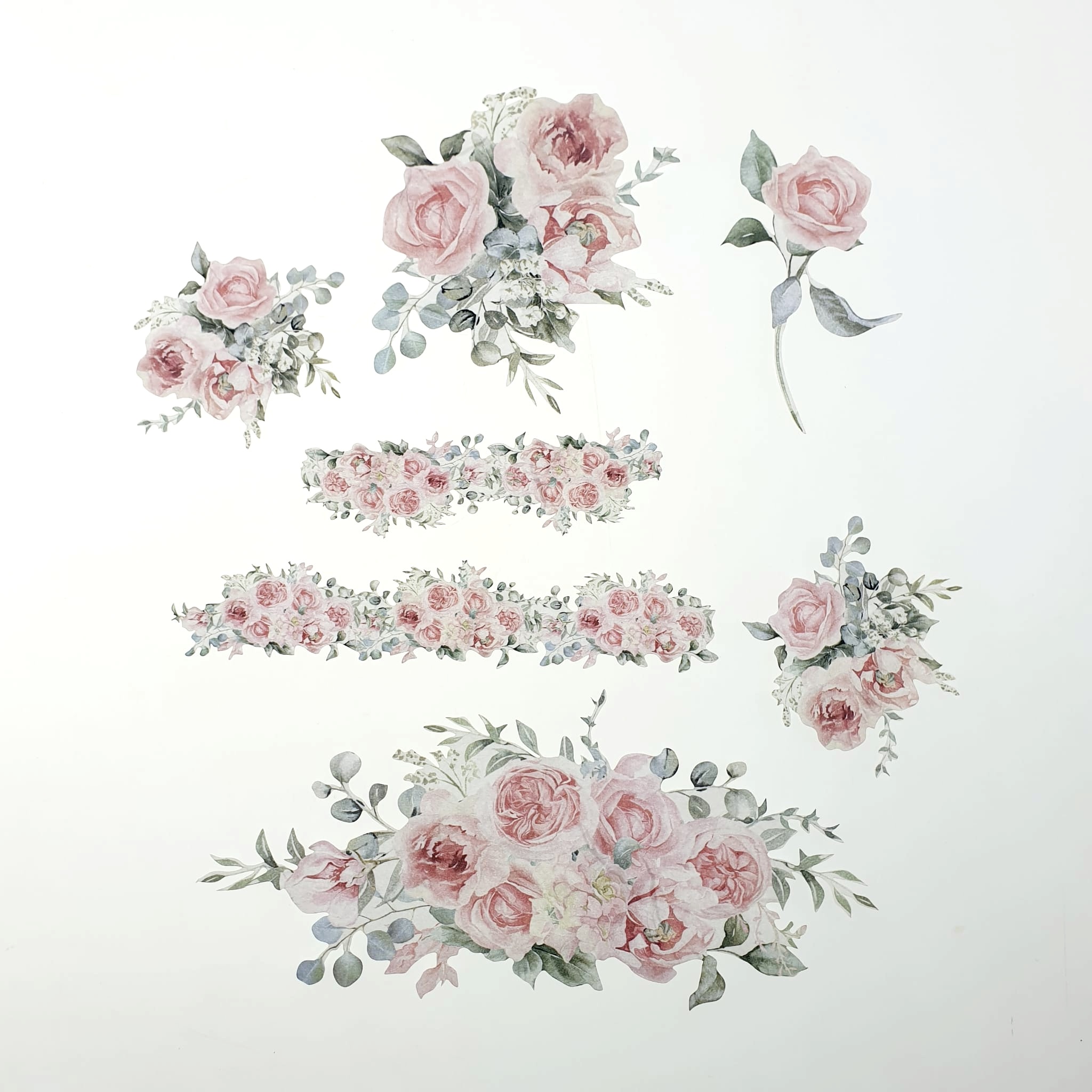 Decoupage flakes - Pink Flowers - 7 buc 1 Decoupage flakes - Pink Flowers - 7 buc