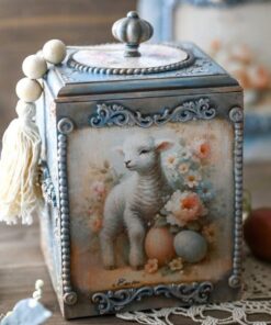 Pic de primăvară - Cutie cu mieluți zglobii - 14x14x17 cm