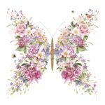 Șervețel - Papillon et Fleurs - 33x33 cm