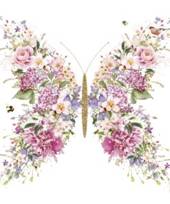 Șervețel - Papillon et Fleurs - 33x33 cm