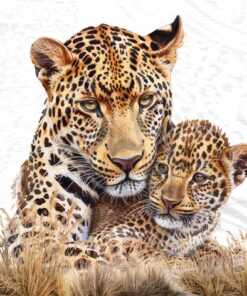 Șervețel – Leopard Mum & Cub – 33×33 cm