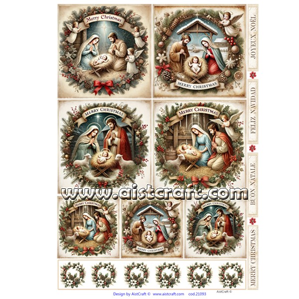 Hârtie de orez - Holy Night - A4 2 Hârtie de orez - Holy Night - A4 - imagine 2