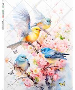 Hârtie de orez – Birds in Pastel Colors 2 - A5