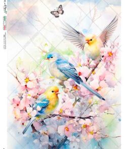Hârtie de orez – Birds in Pastel Colors – A5