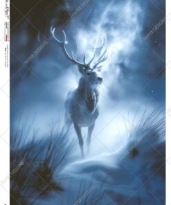 Hârtie de orez – Deer in Winter Night – A5