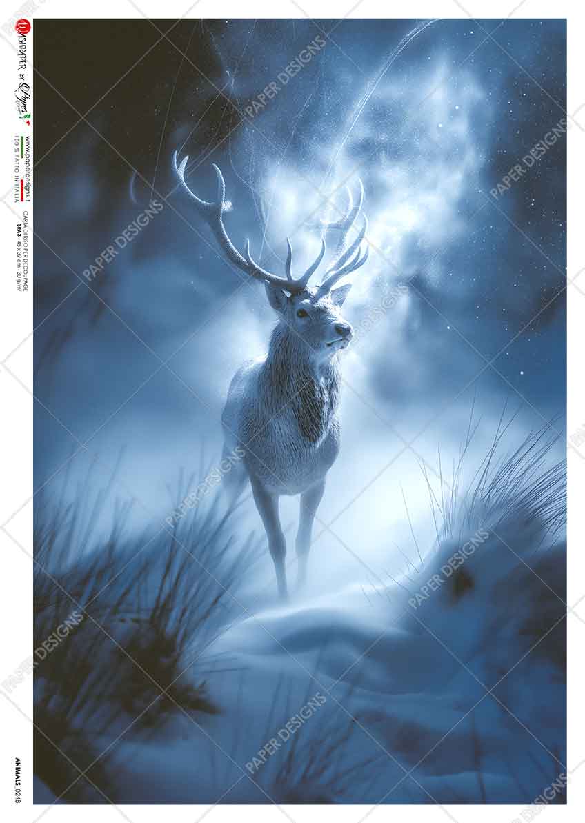 Hârtie de orez – Deer in Winter Night – A5 1 Hârtie de orez – Deer in Winter Night – A5