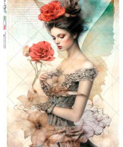 Hârtie de orez – Fairy with Red Flower – A5