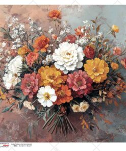 Hârtie de orez – Flowers orange & white - A5