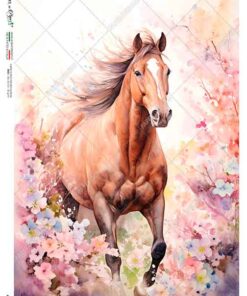 Hârtie de orez – Horse and Flowers - A5