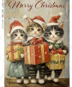 Hârtie de orez – Kittens with Gifts - A5