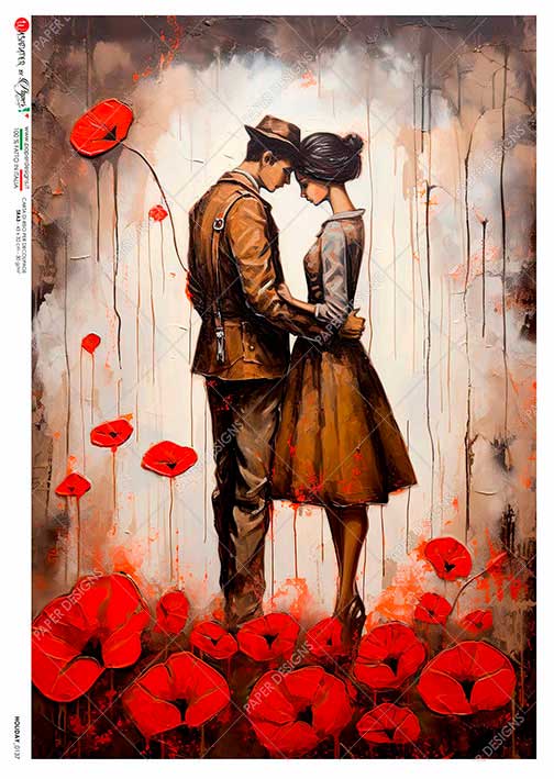 Hârtie de orez – Love and Poppies – A5 1 Hârtie de orez – Love and Poppies – A5