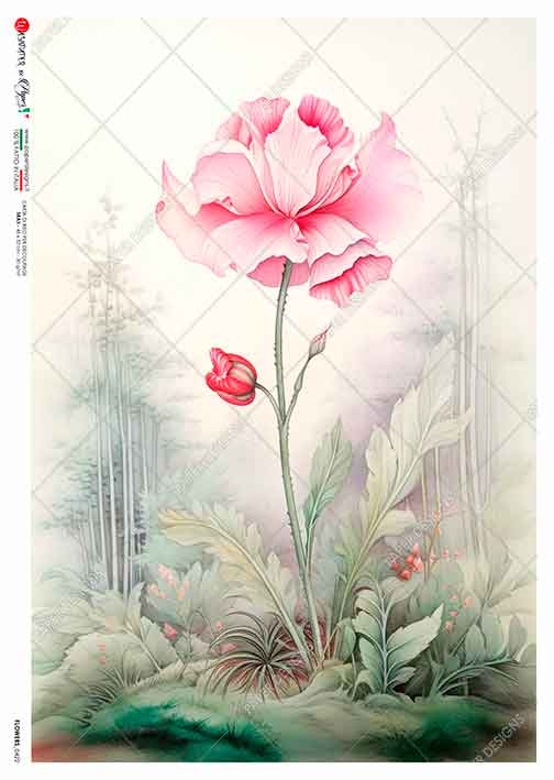 Hârtie de orez – Pink Poppy - A5 1 Hârtie de orez – Pink Poppy - A5