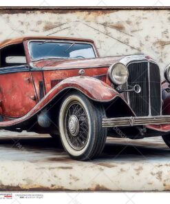 Hârtie de orez – Vintage Red Car – A5
