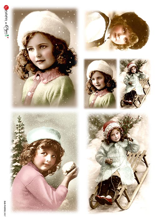 Hârtie de orez – Vintage Winter Photos – A5 1 Hârtie de orez – Vintage Winter Photos – A5