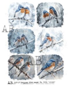 Hârtie de orez - Birds in Winter - A4