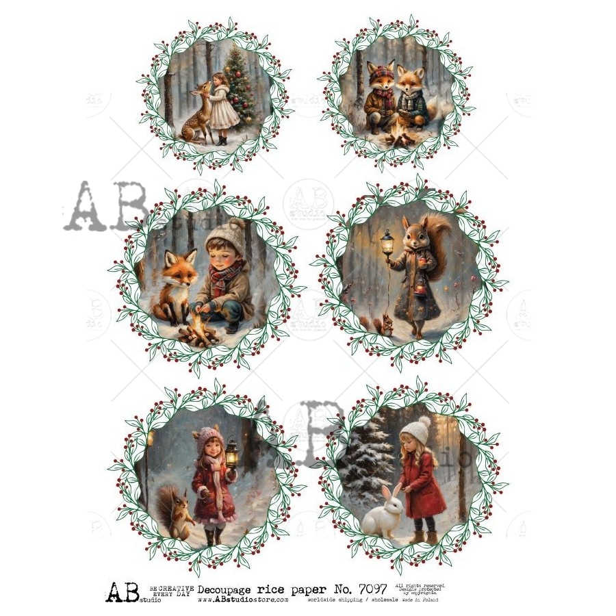 Hârtie de orez - Forest Winter Stories - A4 1 Hârtie de orez - Forest Winter Stories - A4