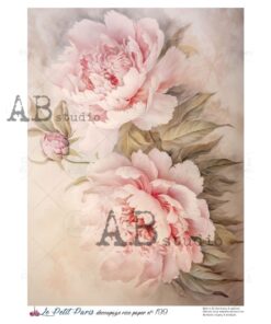 Hârtie de orez - Peonies - A4