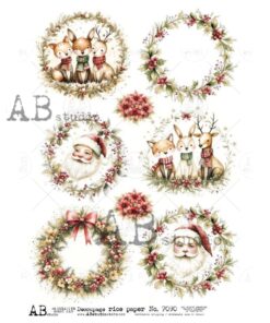 Hârtie de orez - Santa and the Little Friends - A4