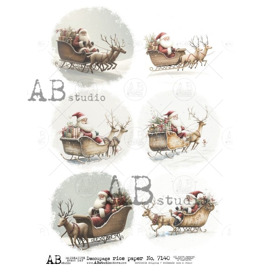 Hârtie de orez - Santa's Sleigh - A4 1 Hârtie de orez - Santa's Sleigh - A4