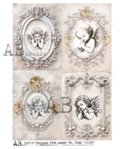 Hârtie de orez – Angels in Decorative Frames – A4