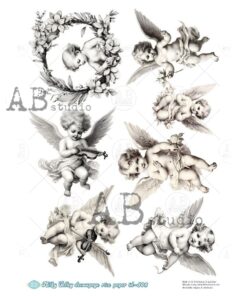 Hârtie de orez – Angels with Flowers 2 – A4